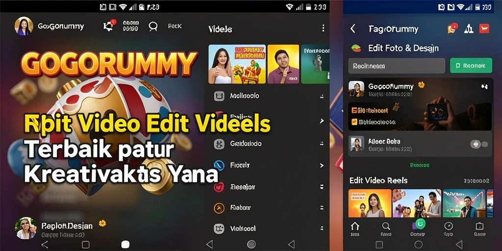 Tampilan antarmuka GOGORUMMY dengan fitur Edit Video Reels yang menarik.