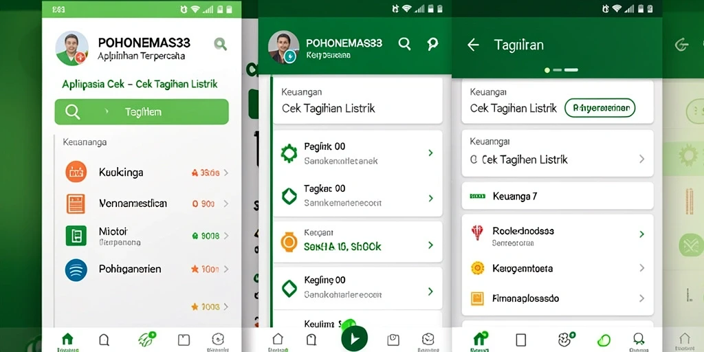 Antarmuka aplikasi POHONEMAS33 untuk cek tagihan listrik secara real-time.