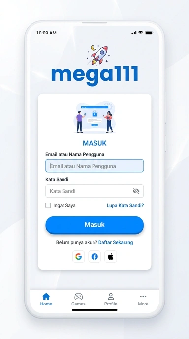 Tampilan halaman login mega111